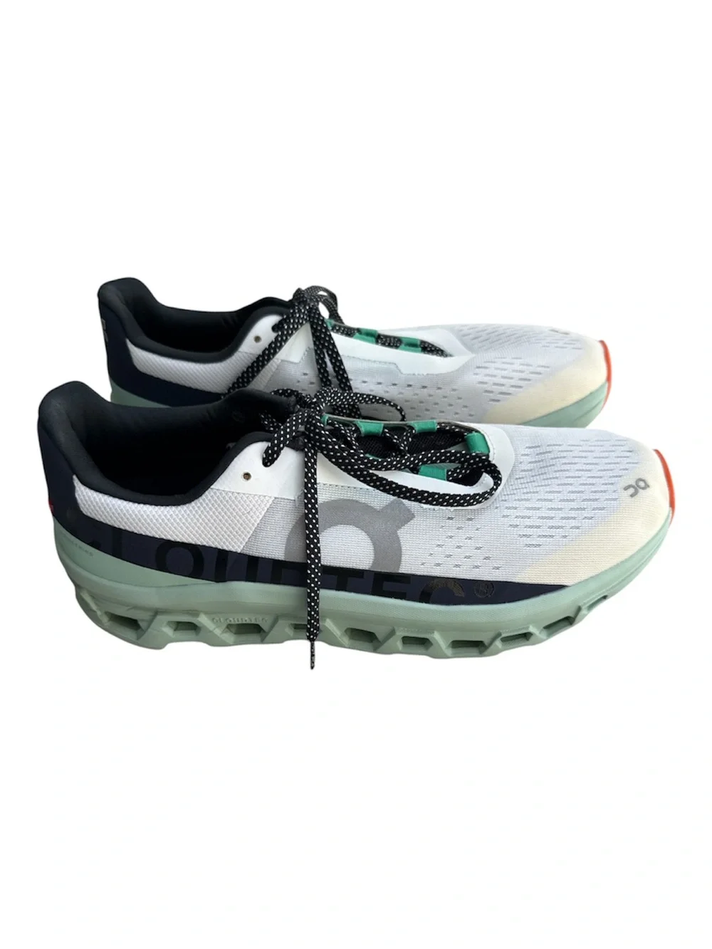 On Running Men’s White Cloudmonster, Melon Green & Black CloudTech-Style - Picture 2 of 5